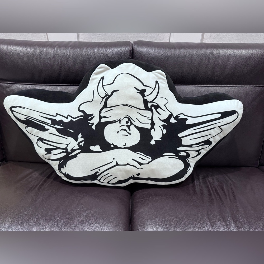 Boys Lie Black and White Angel Pillow